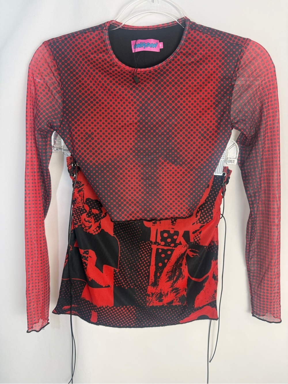 Edikted X-Ray Mesh Long Sleeve Crop Top Edikted Tati Printed Mesh Mini Skirt